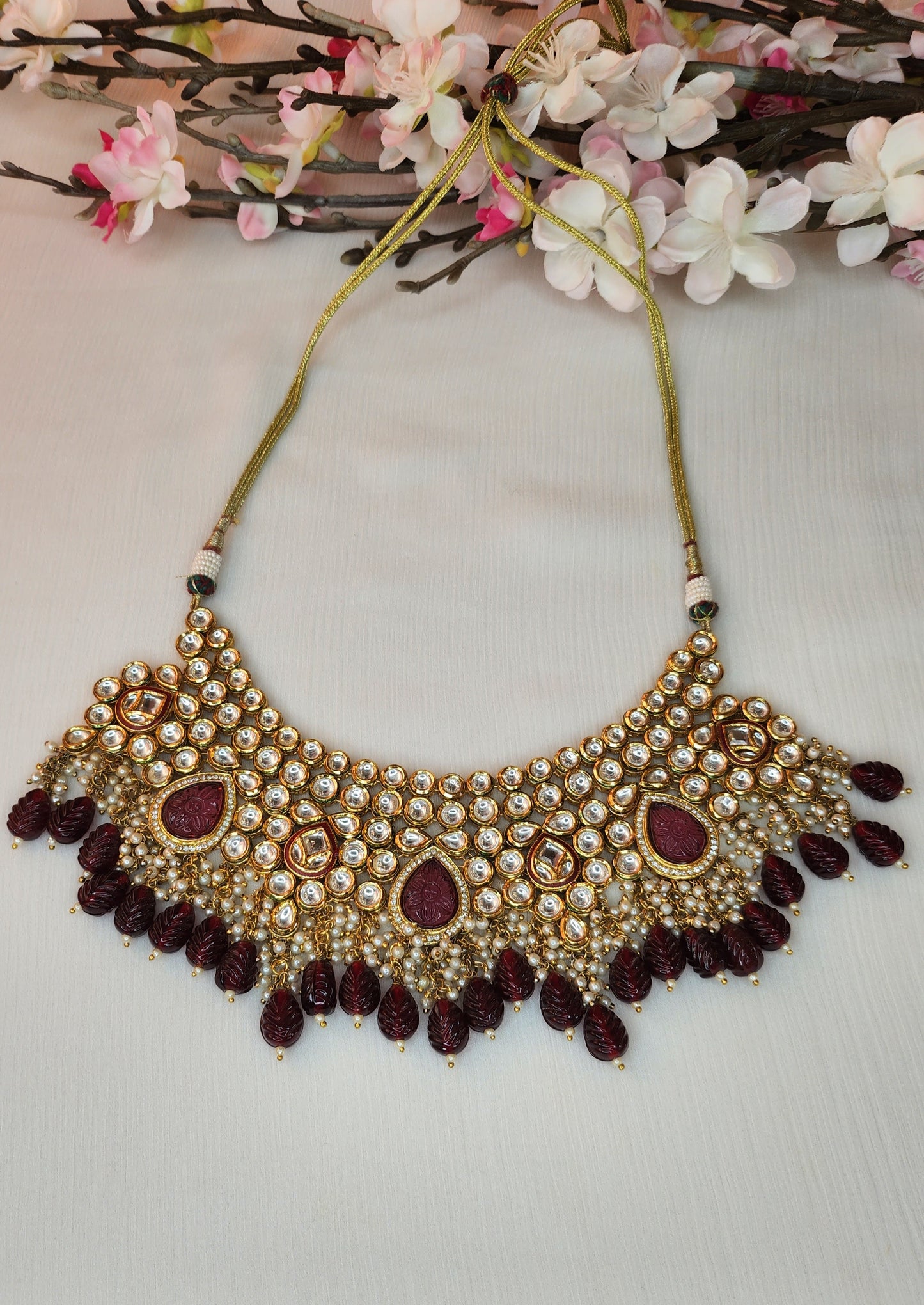 THE BUTTERFLY EFFECT - Kundan with red Stone Set