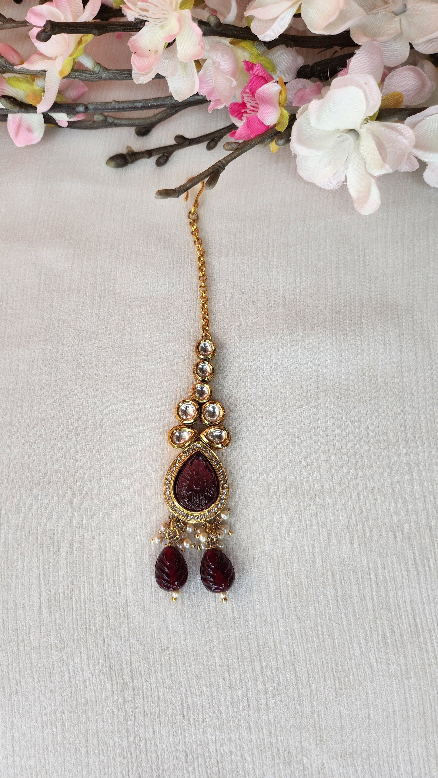 THE BUTTERFLY EFFECT - Kundan with red Stone Set
