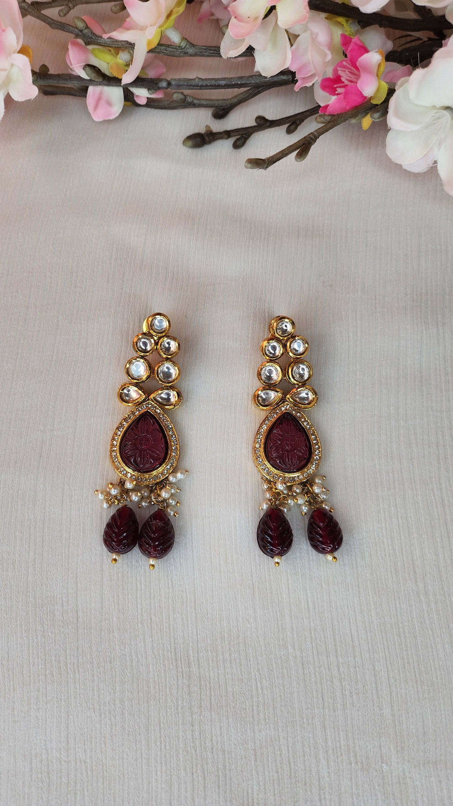THE BUTTERFLY EFFECT - Kundan with red Stone Set