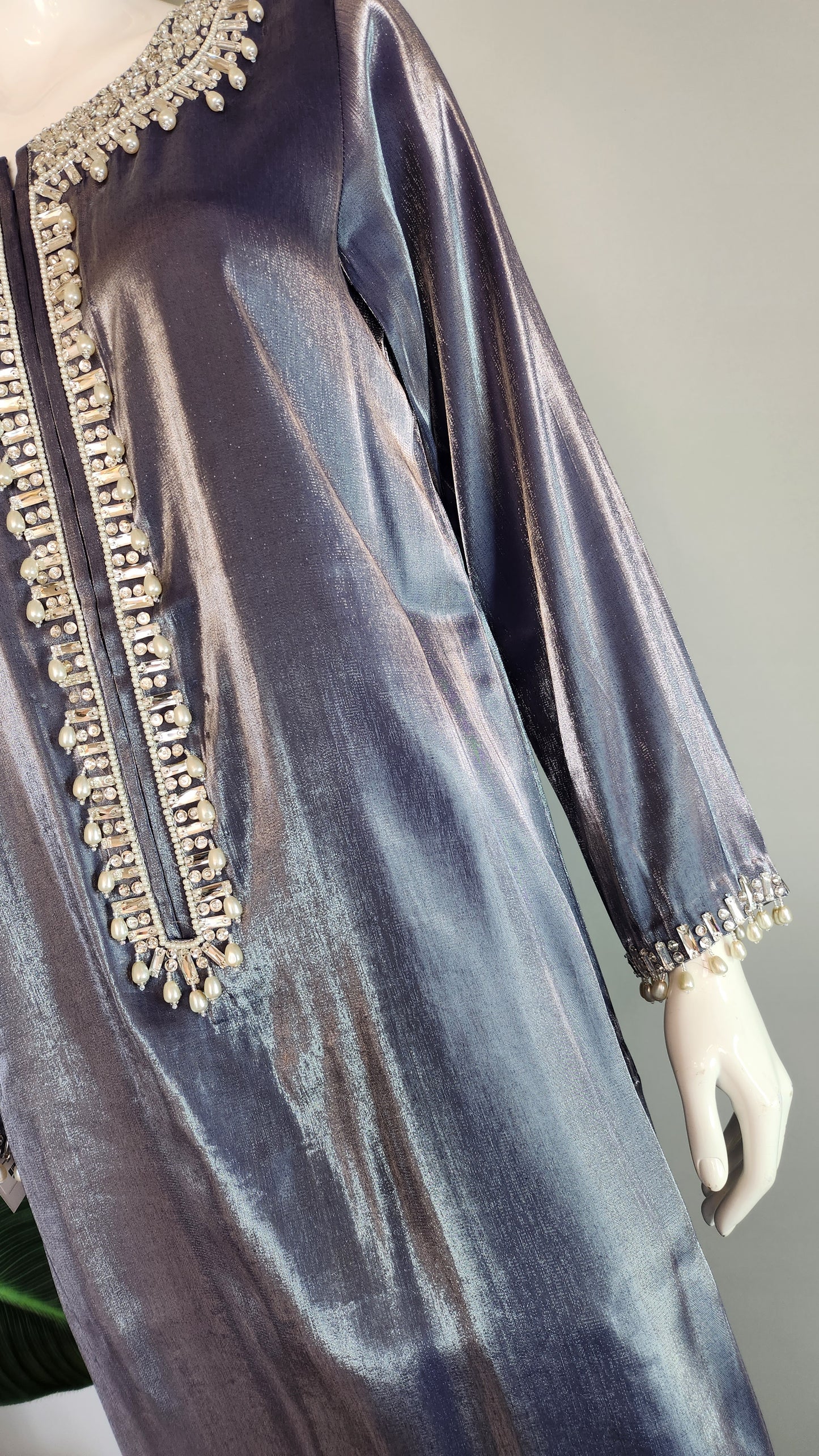 ASHJAIN SAFWAN - Long Kaftan Silver Grey