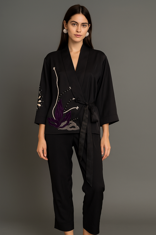 FARAH ZUBAIR - Black Georgette