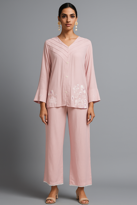 FARAH ZUBAIR - Baby Pink Coord Set