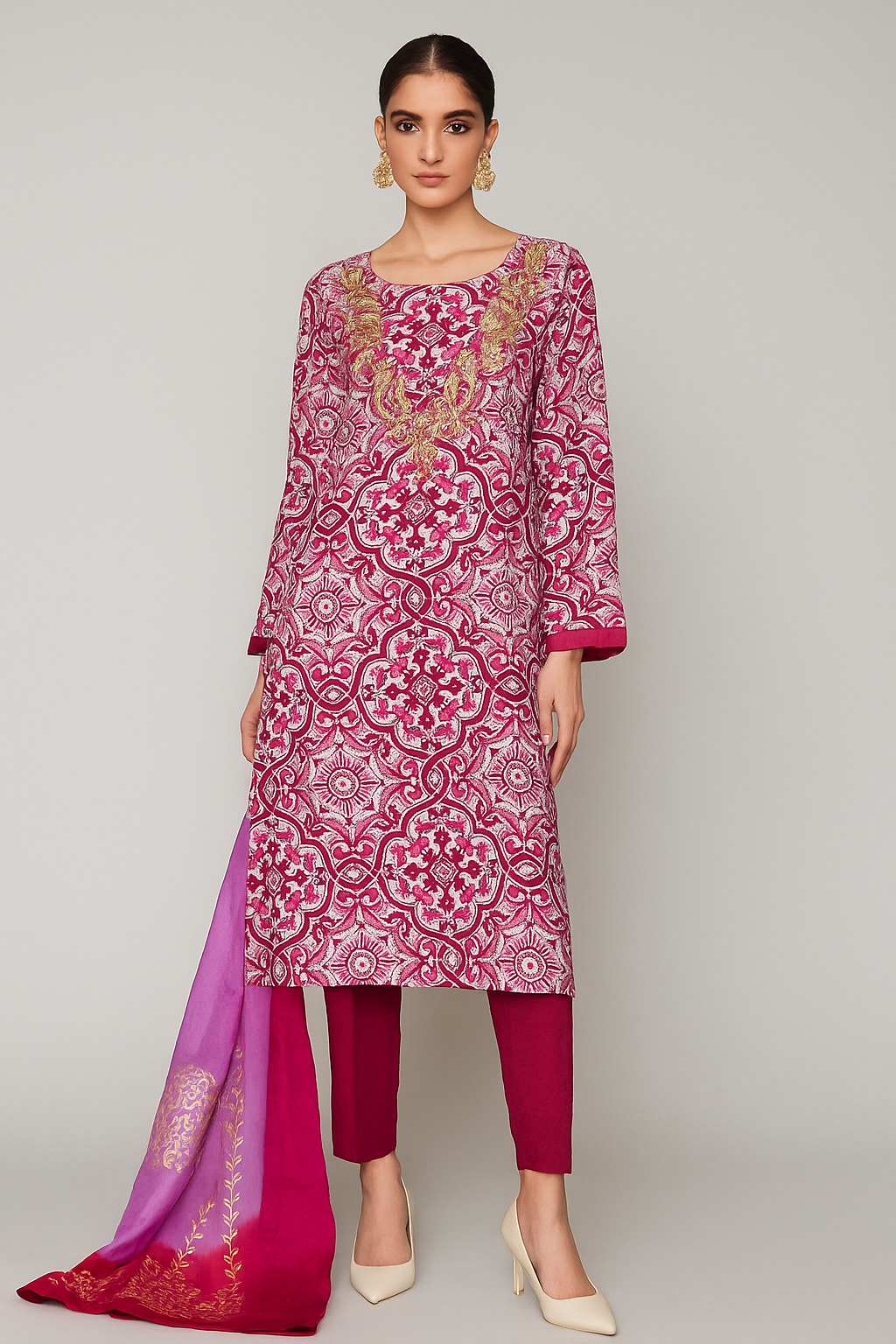 MAHOGANY - Pink Printed with Block Print