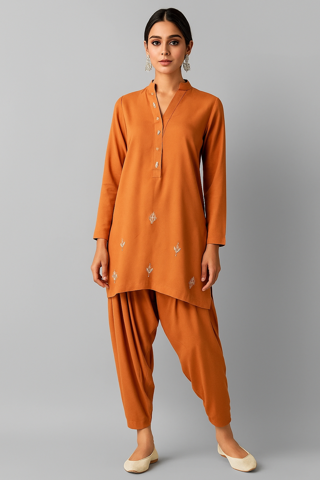 MAHOGANY - Glossy Orange Georgette coord set
