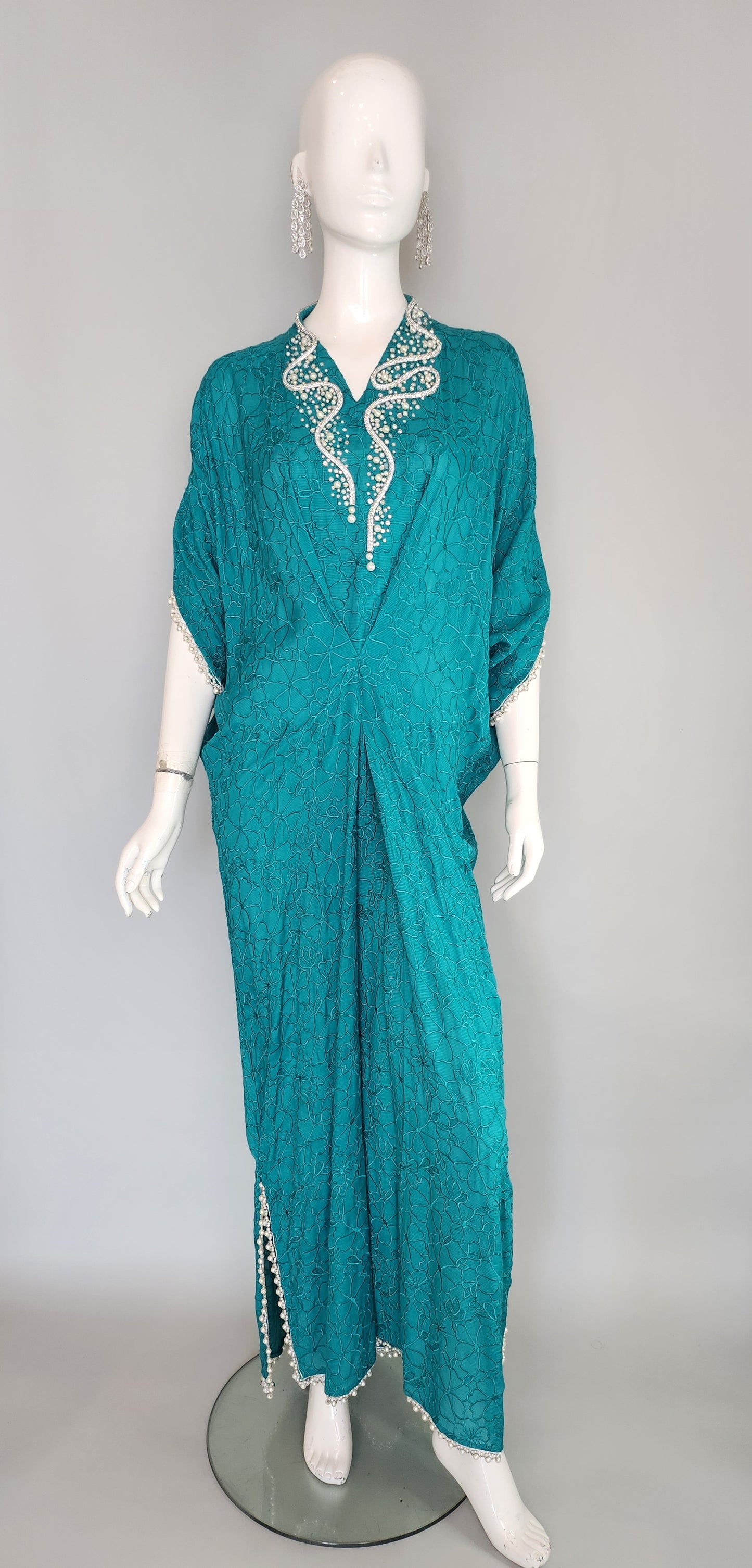 ZAINAB ZULFIQAR - Naz Kaftan in Teal Green Color
