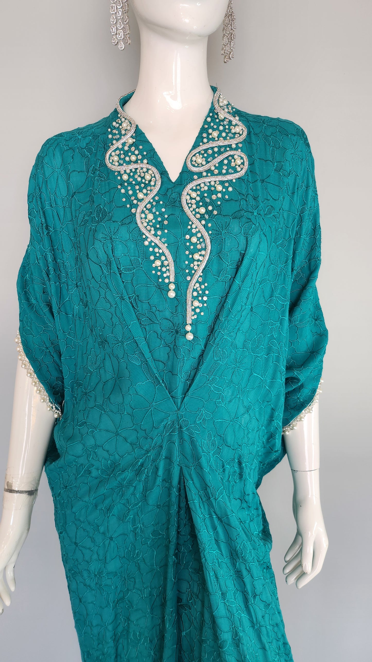 ZAINAB ZULFIQAR - Naz Kaftan in Teal Green Color