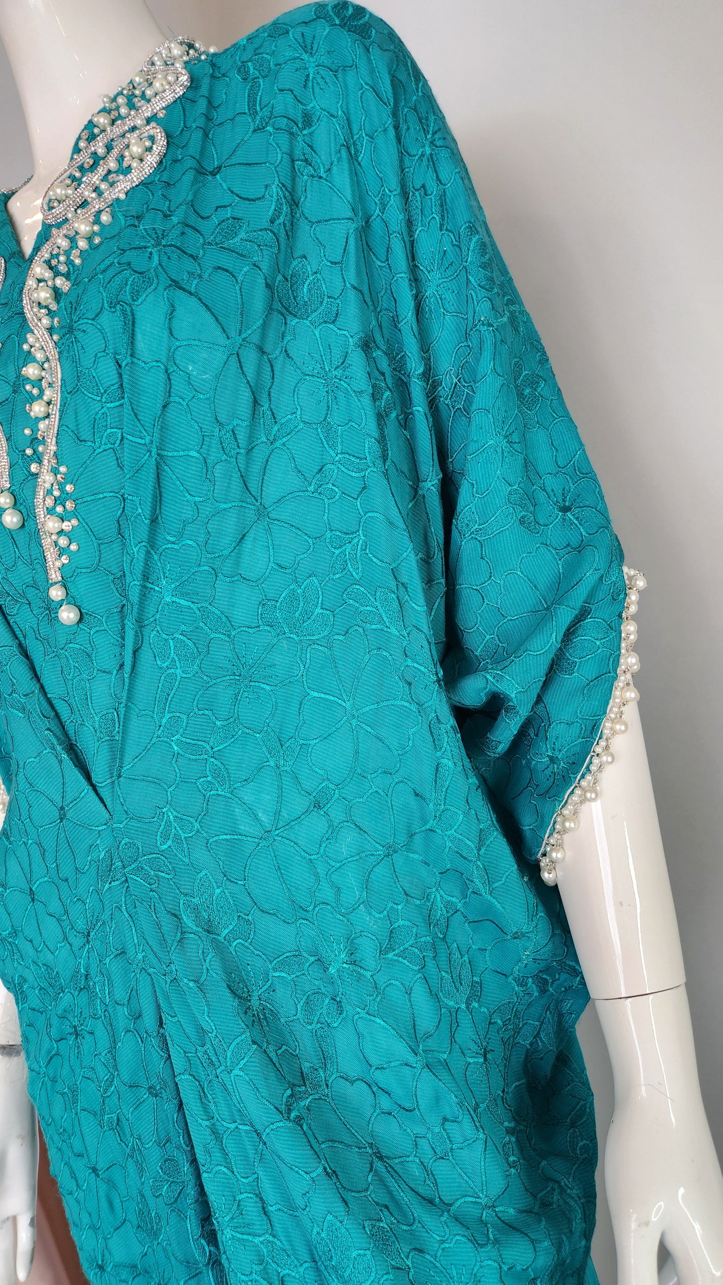 ZAINAB ZULFIQAR - Naz Kaftan in Teal Green Color