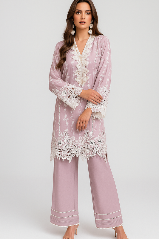 THREADS AND MOTIFS - Light Purple Embroidered