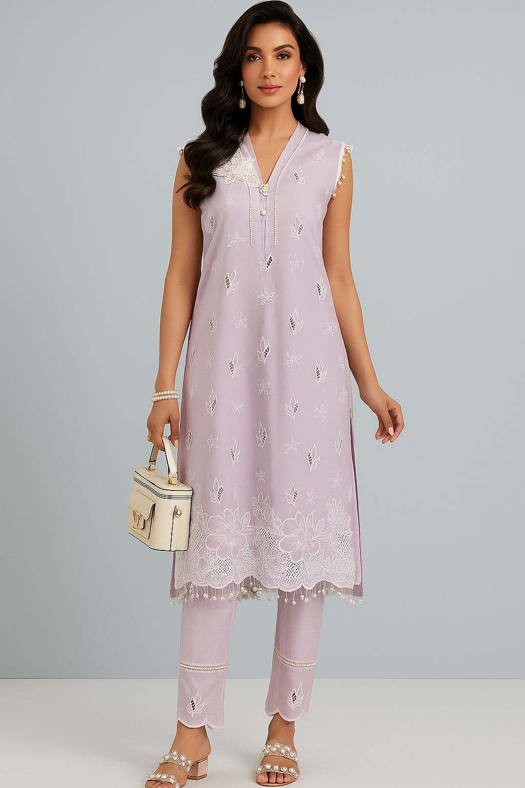 THREADS AND MOTIFS - Lilac Embroidered Sleeveless