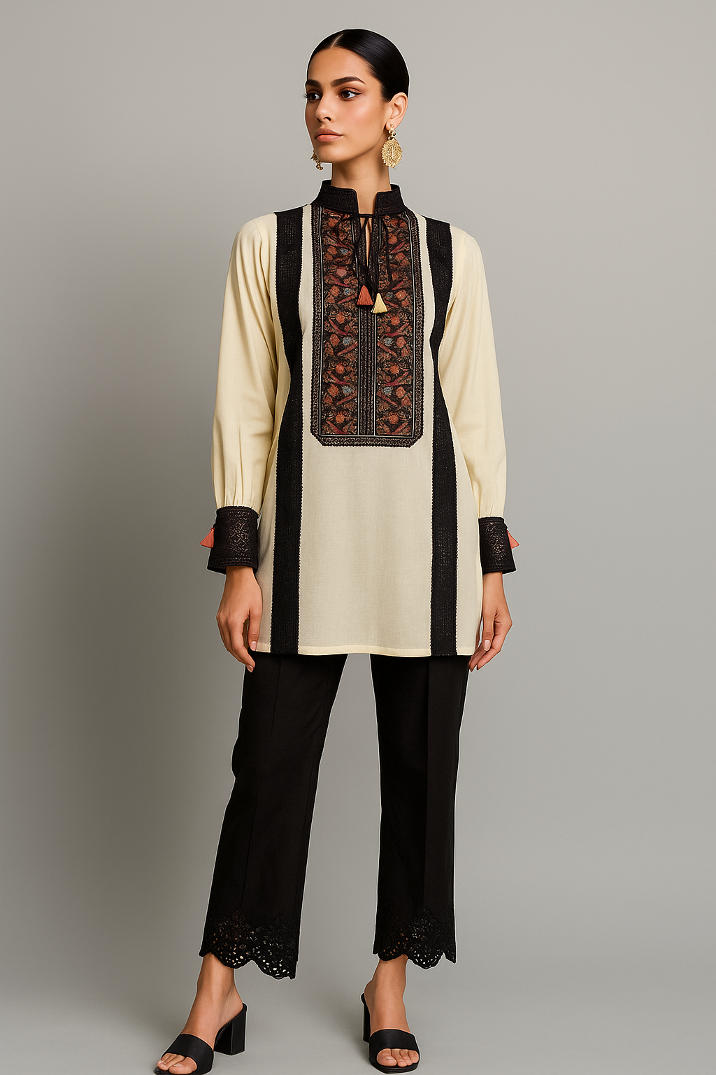 THREADS AND MOTIFS - White Black with front details