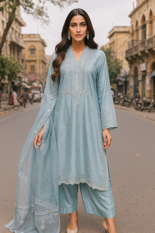SEEMA IFTIKHAR - Light Blue Color Beaded