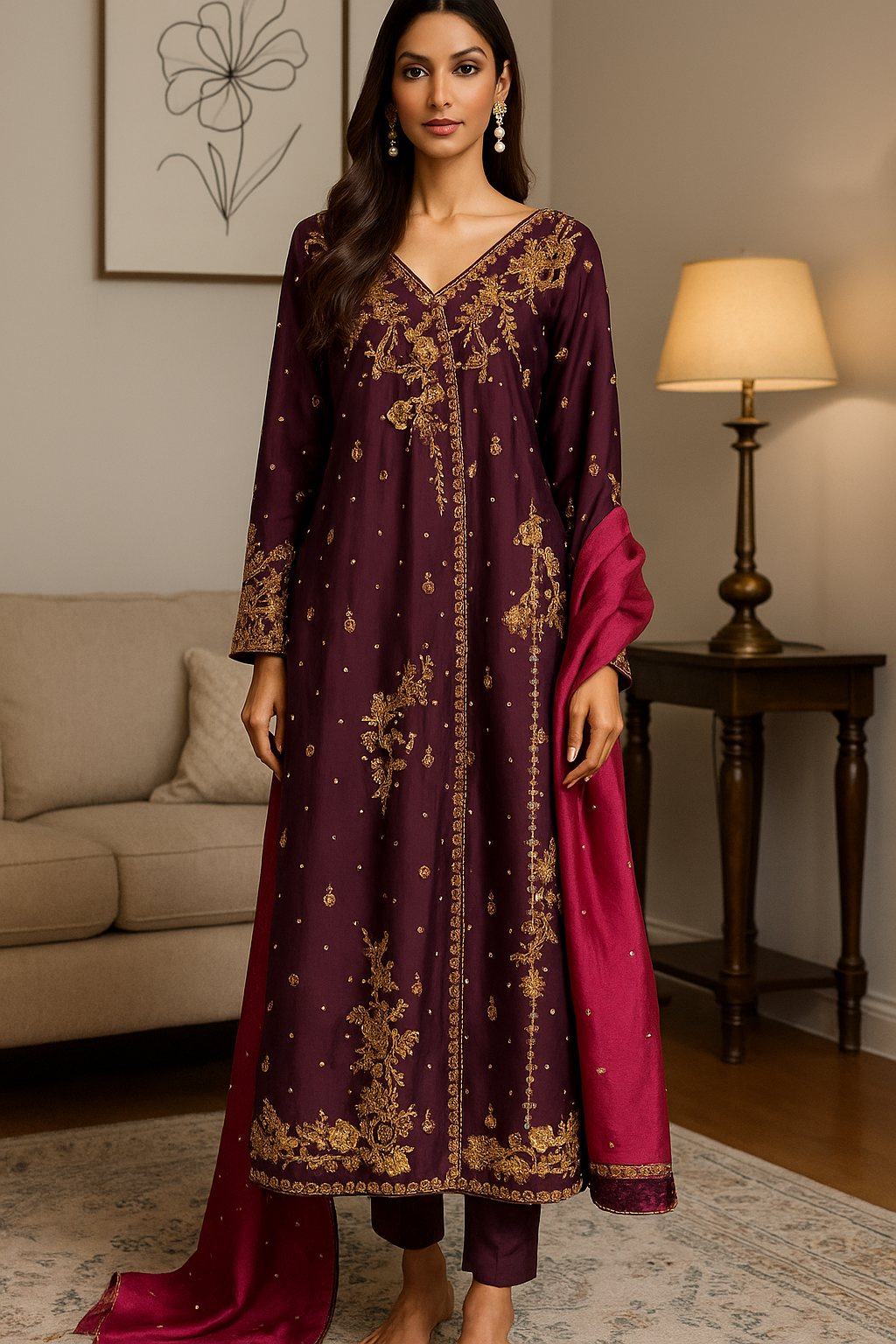Hafsa Malik - Shah Jahan Maroon