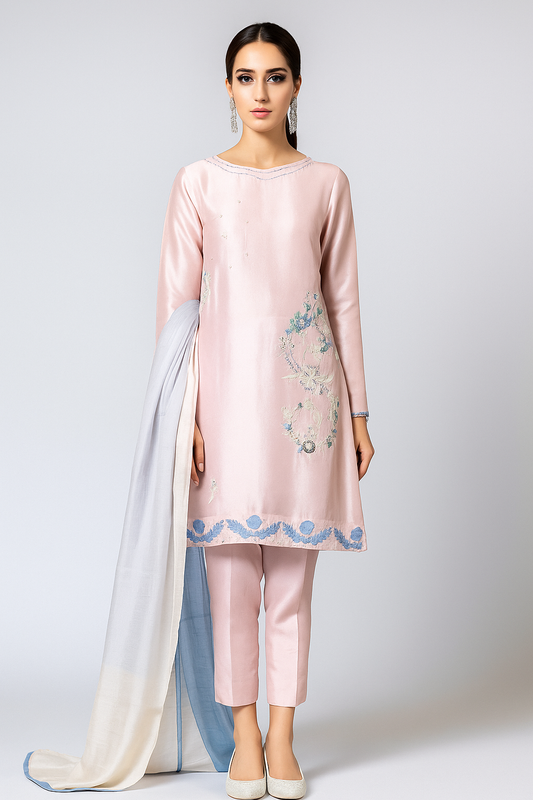 FARAH ZUBAIR - Pink Rawsilk