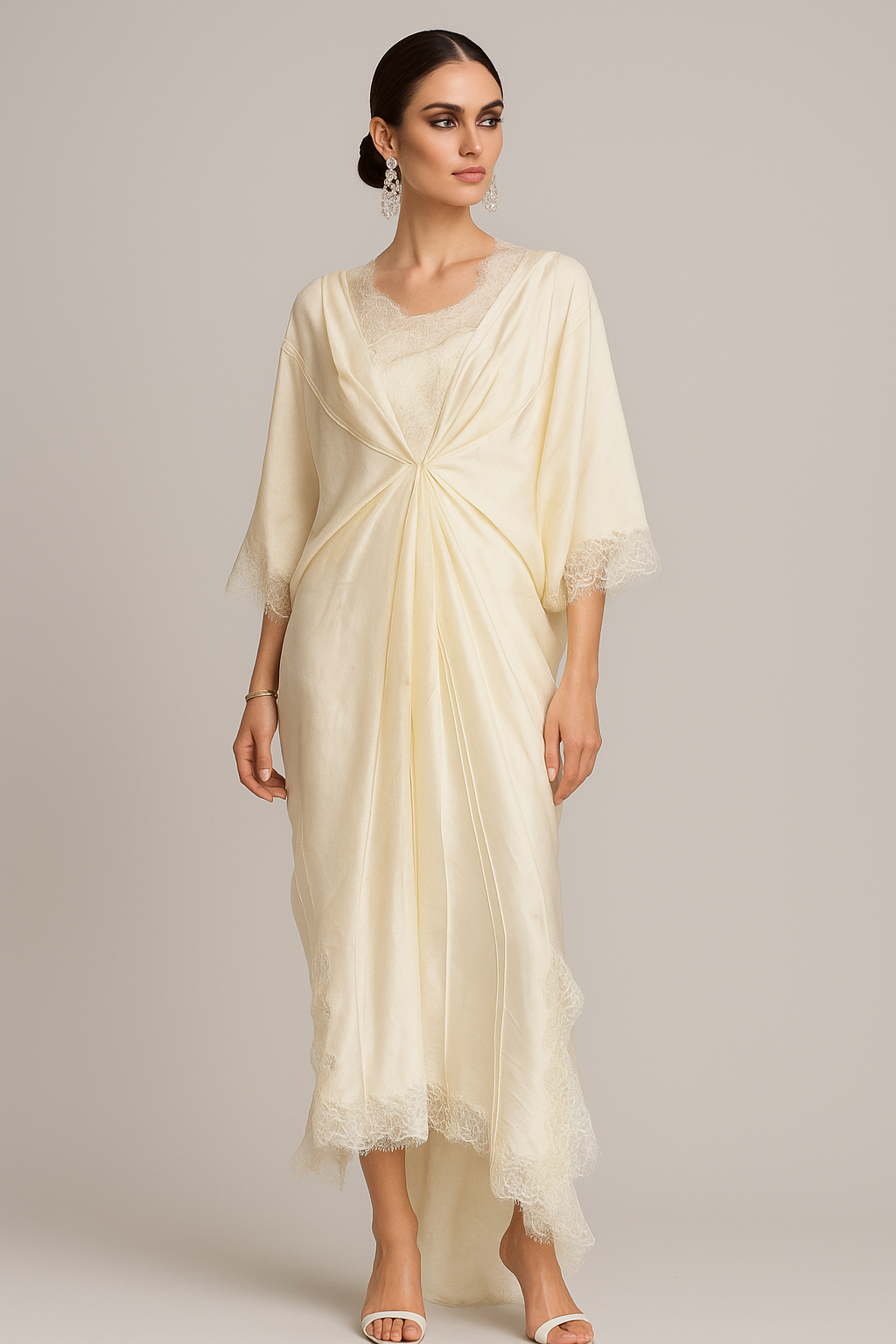UMA DARA - Sia Kaftan in Light Yellow Color