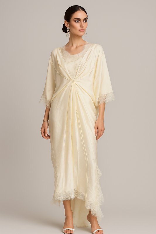 UMA DARA - Sia Kaftan in Light Yellow Color