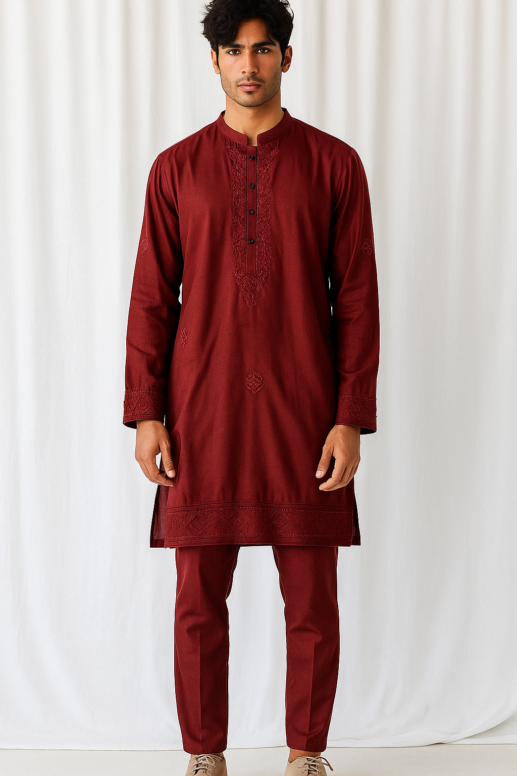 KUNZUL CHANNAR & MENSWEAR - Red Front Panel