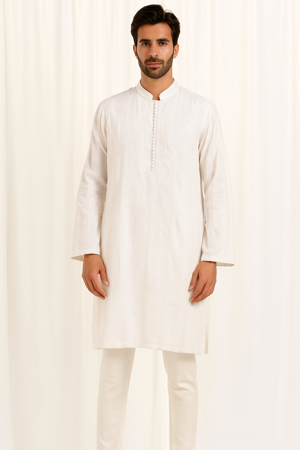 KUNZUL CHANNAR & MENSWEAR - White Emb