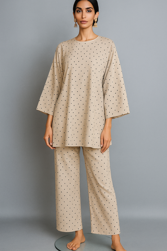 SOBIA GULZAD - Grey Polka Dots Coord set