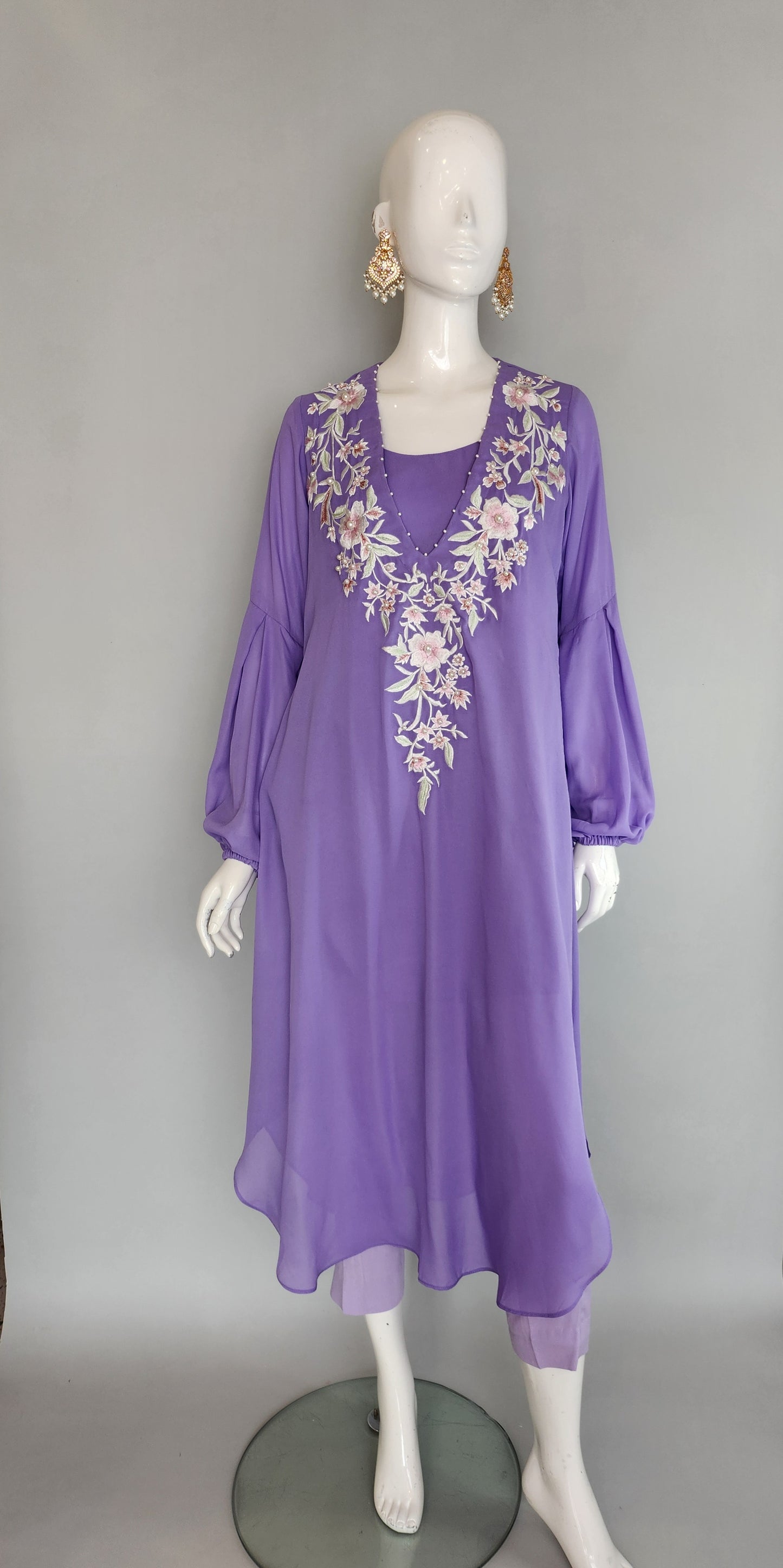 MARIA RAO - Lilac Embroidered Top