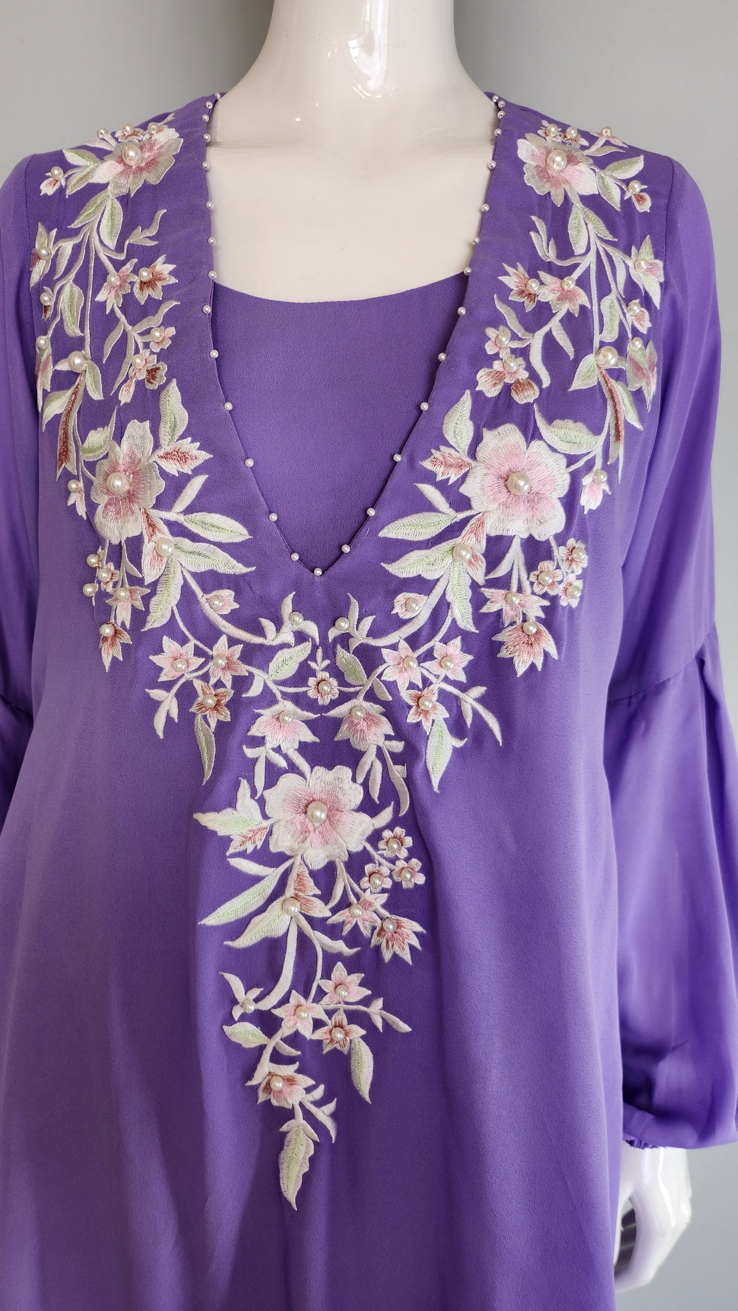 MARIA RAO - Lilac Embroidered Top