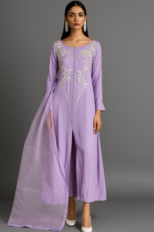 MARIA RAO - Lilac Front-open with embroidery