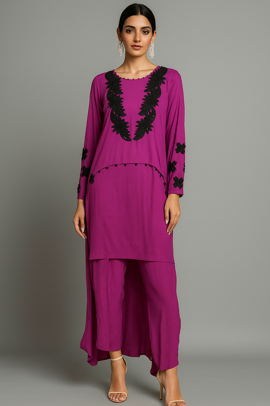 MARIA RAO - Purple with Black embroidery