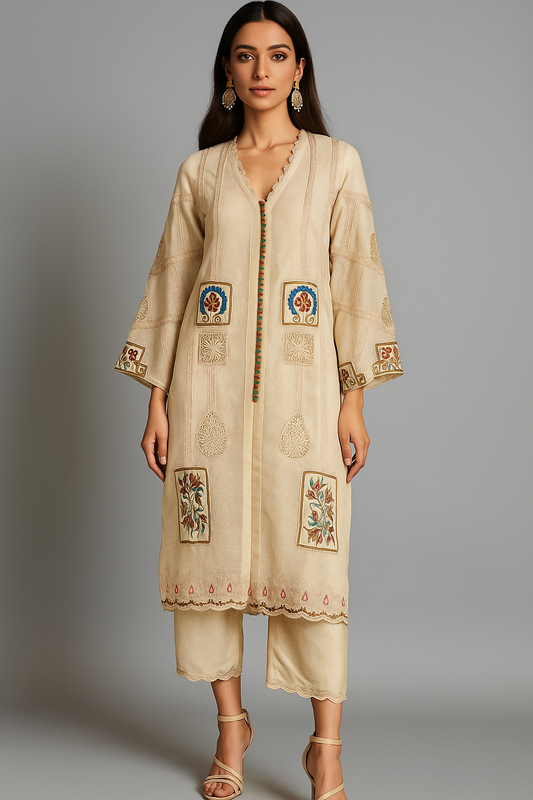 KOMAL LAKHANI - Offwhite Khaddi Net