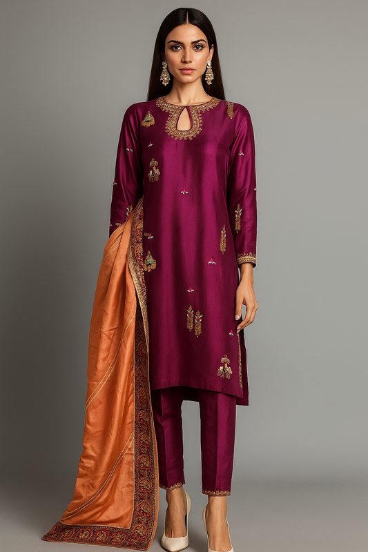 KOMAL LAKHANI - Purple Rawsilk