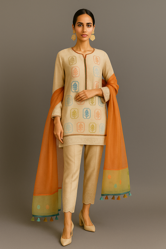 KOMAL LAKHANI - Light Peach Multi Emb