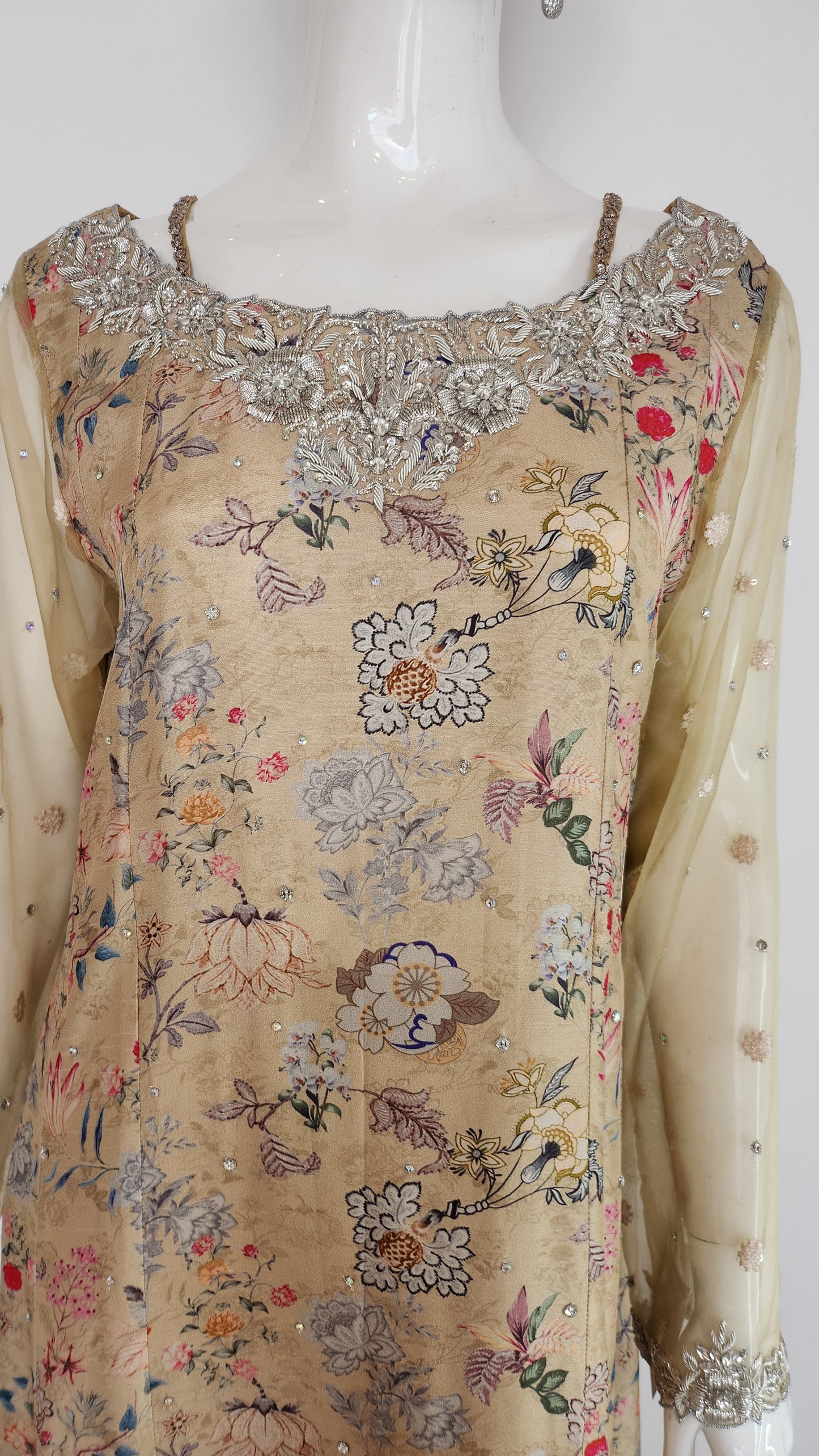 MAHOGANY - Beige with print pink and blue