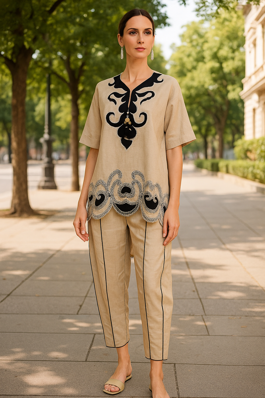 ALEENA FAREENA - Beige Daisy Delights with pants