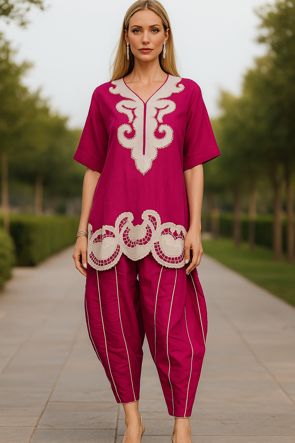 ALEENA FAREENA - Fuschia Daisy delights with pants