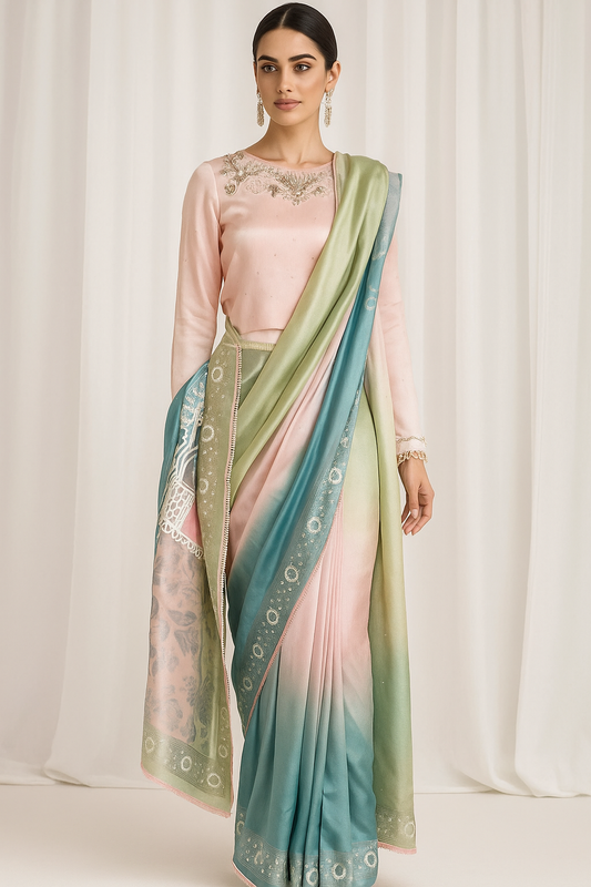 MAHOGANY - Pink Ombre Saree