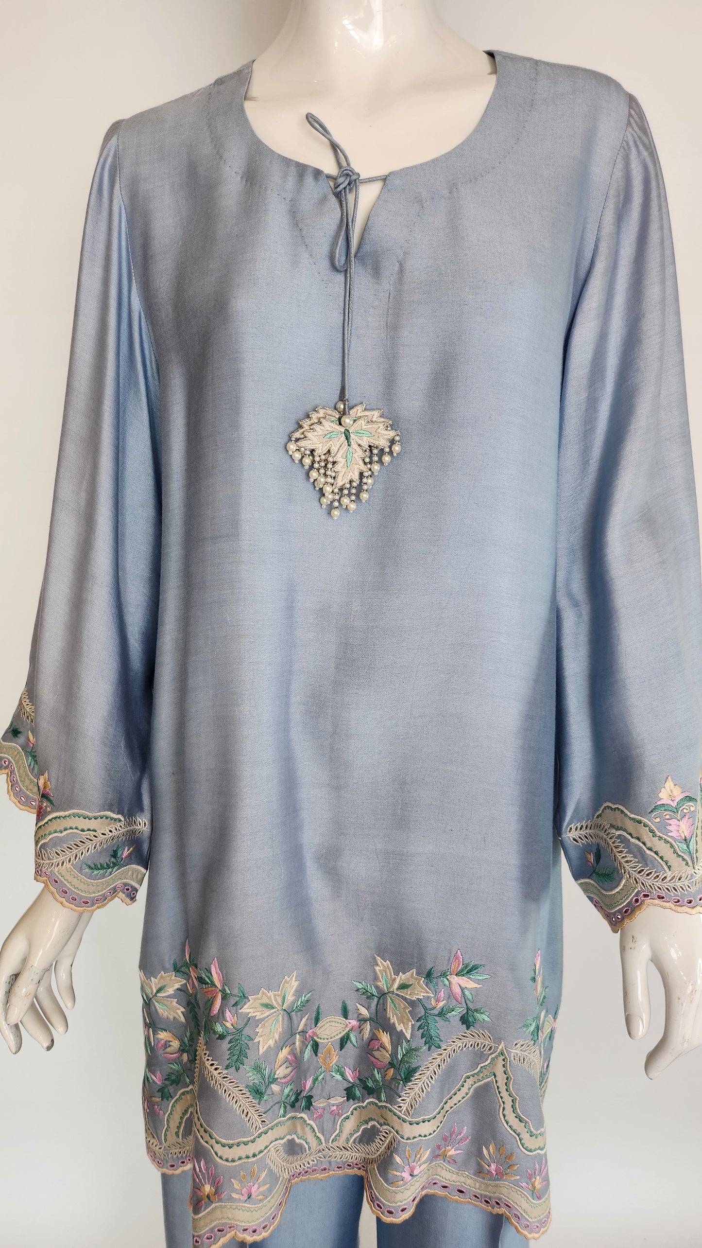 SEEMA IFTIKHAR - Ice Blue with embroidery