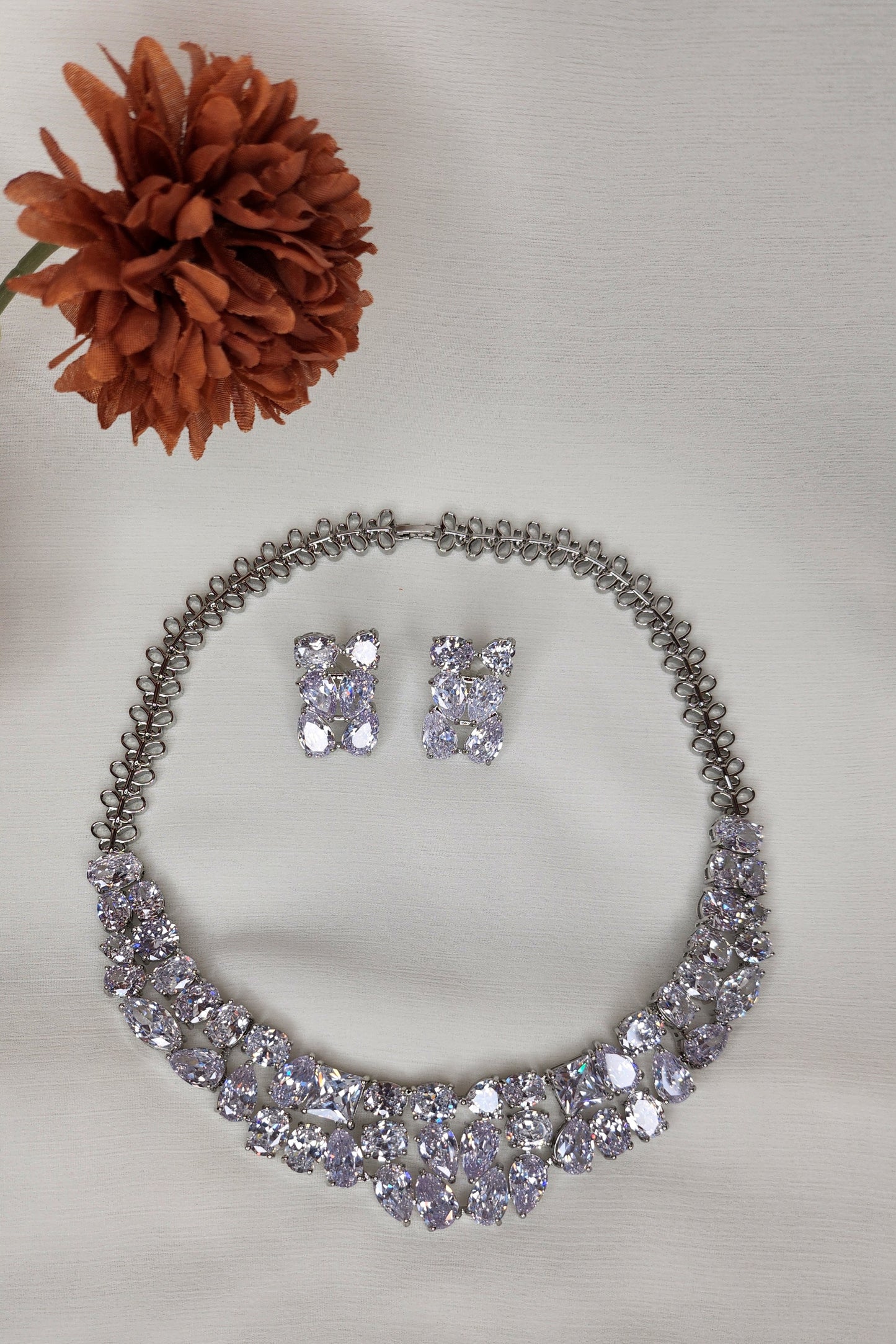 Dahlia by Sehar Zafar - Silver Set with big zircon stones