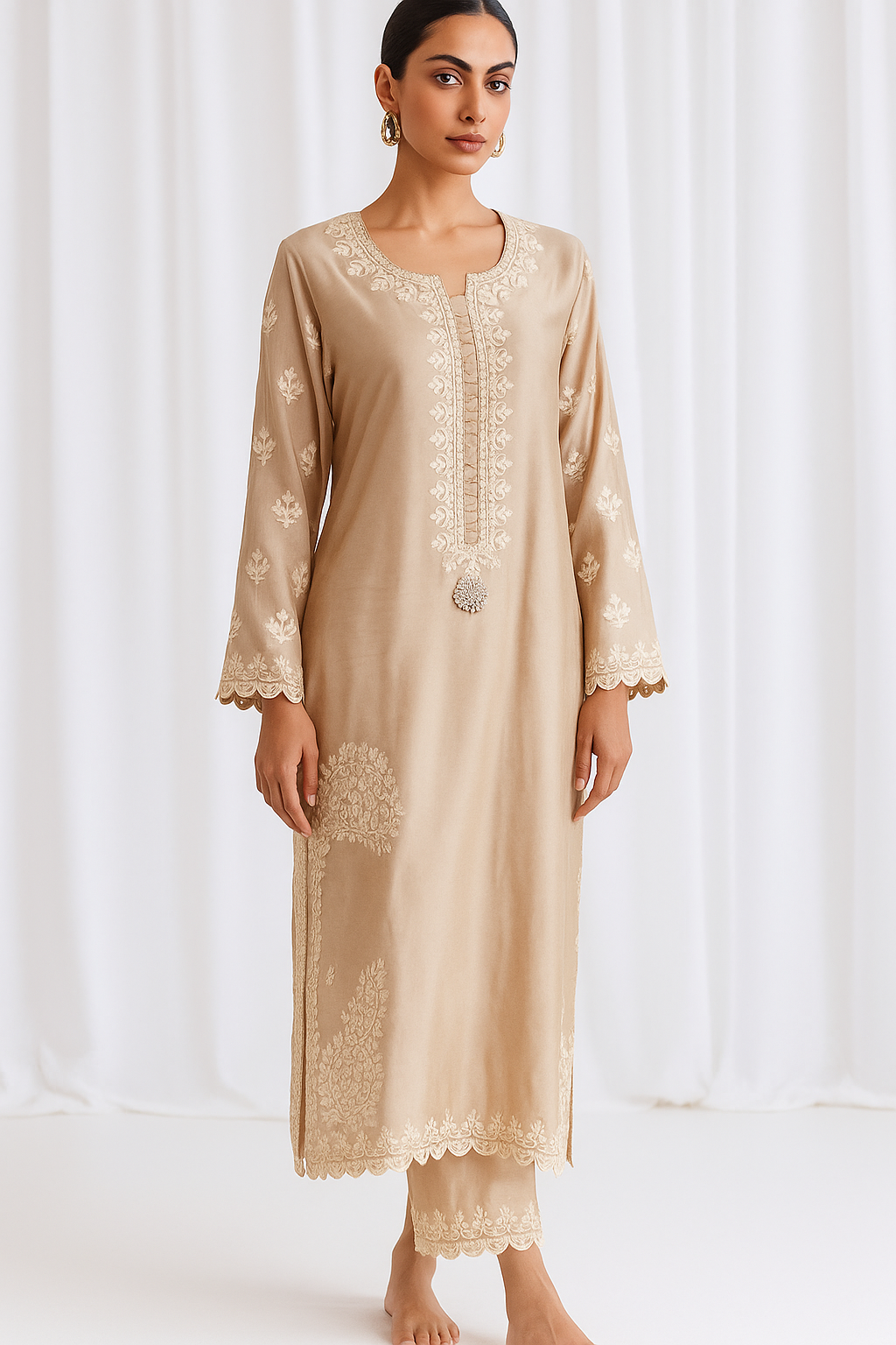 SAMMY K - Off white Long with aari embroidery