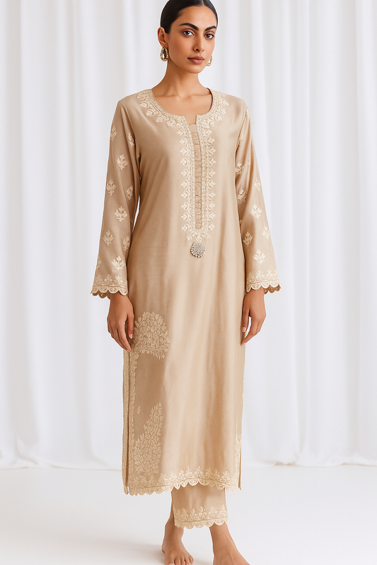 SAMMY K - Off white Long with aari embroidery