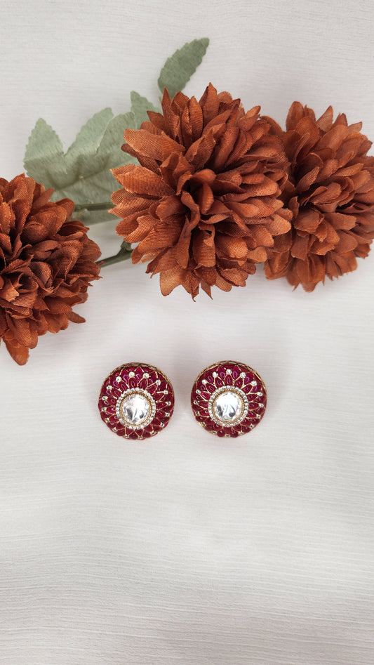 Dahlia by Sehar Zafar - Round Rubylite and Kundan Earrings
