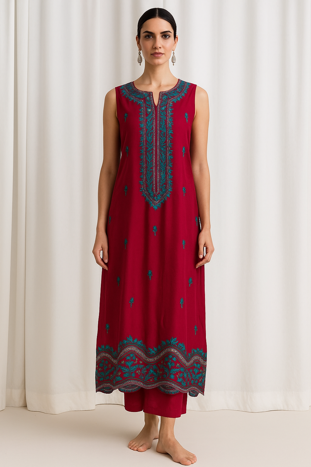SAMMY K - Pink sleeveless long kurta