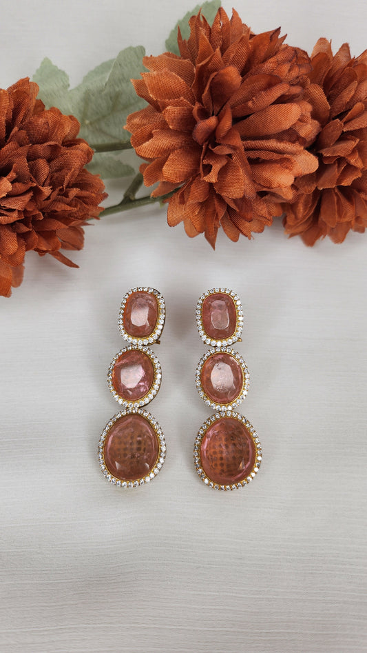 Dahlia by Sehar Zafar - Pink Oval Earrings