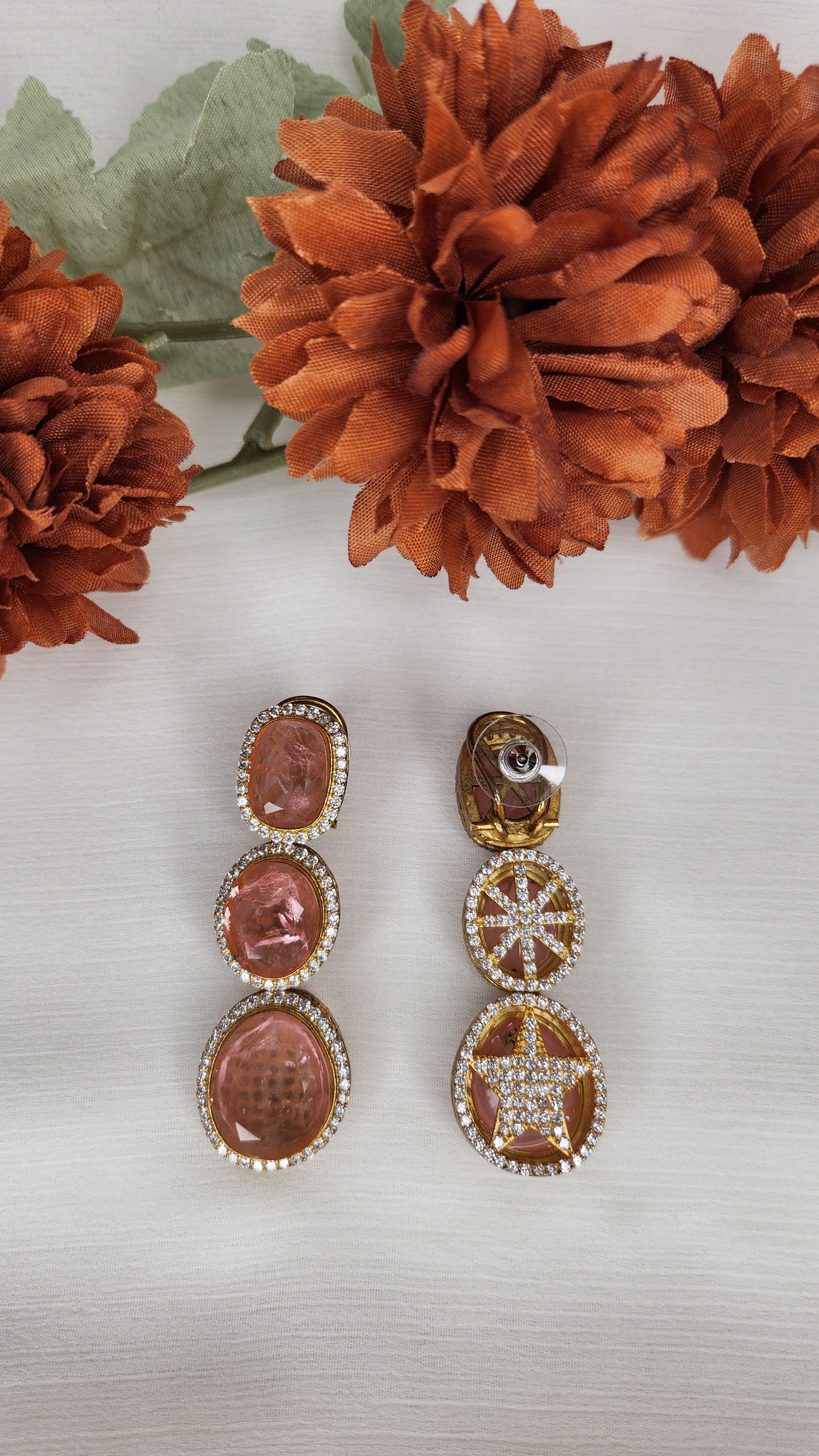 Dahlia by Sehar Zafar - Pink Oval Earrings