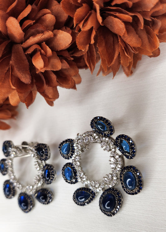 Dahlia by Sehar Zafar - Blue and Silver Earrings