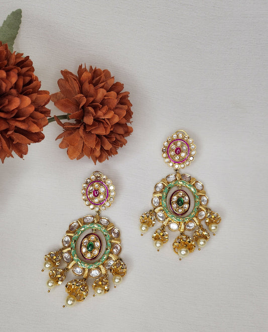Dahlia by Sehar Zafar - Meenakari Chaandbali Earrings