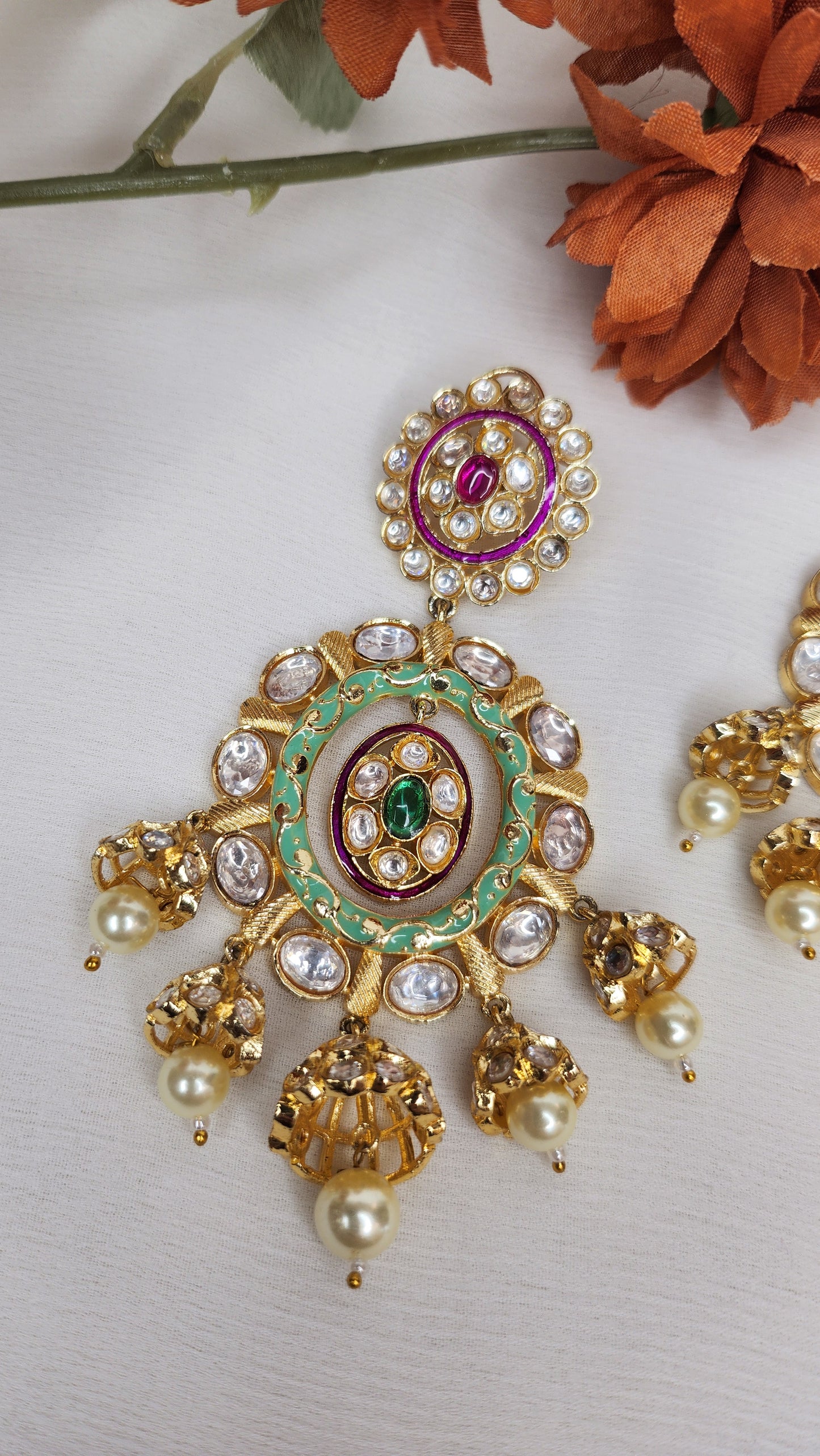 Dahlia by Sehar Zafar - Meenakari Chaandbali Earrings