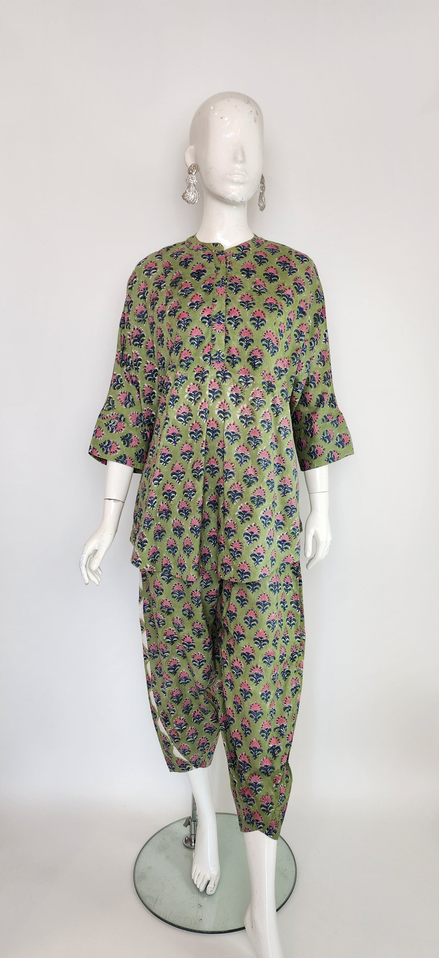 SOBIA GULZAD - Green Block Print Nia Mia Set