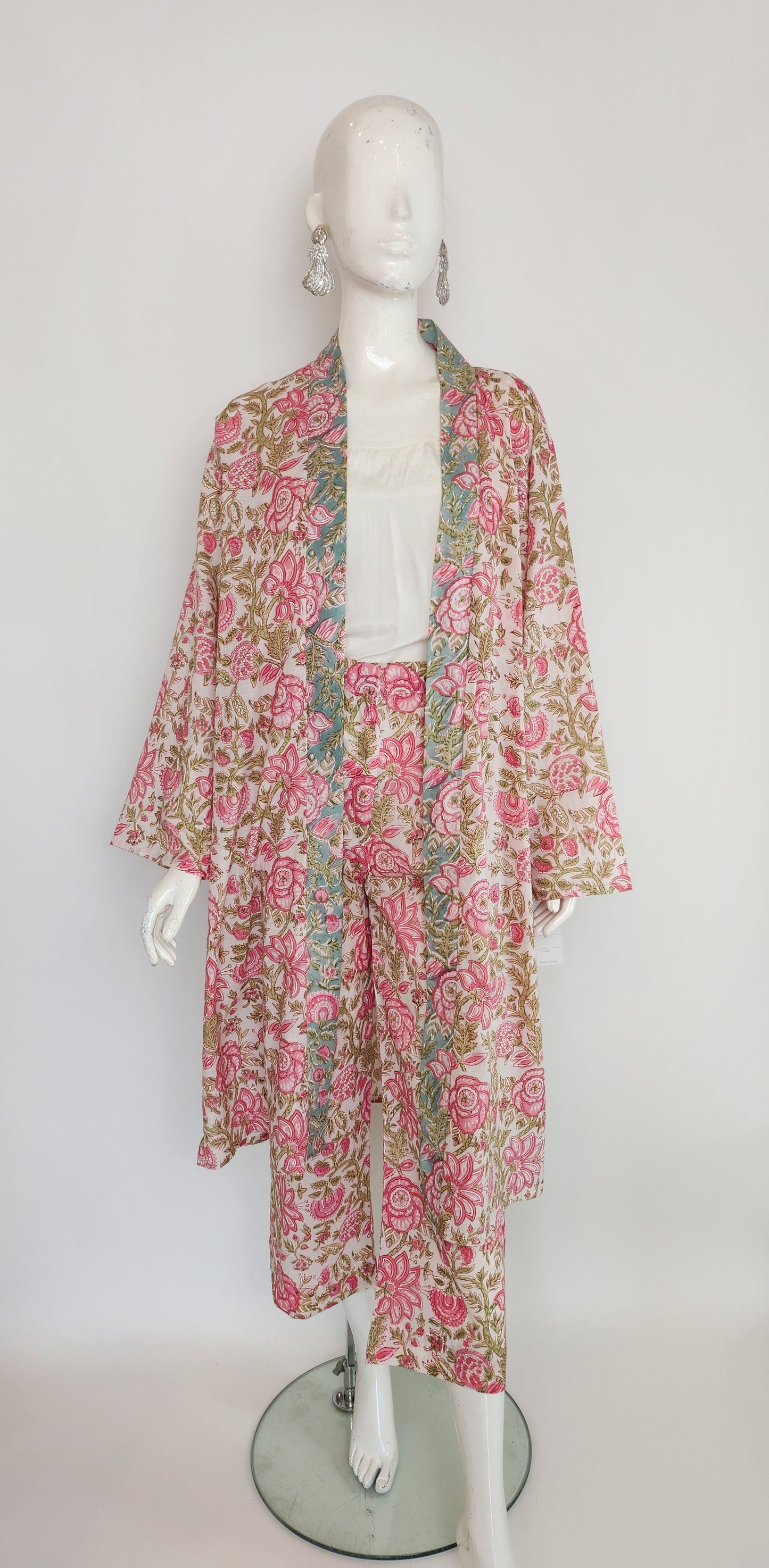 SOBIA GULZAD - White Block Print Coat Set