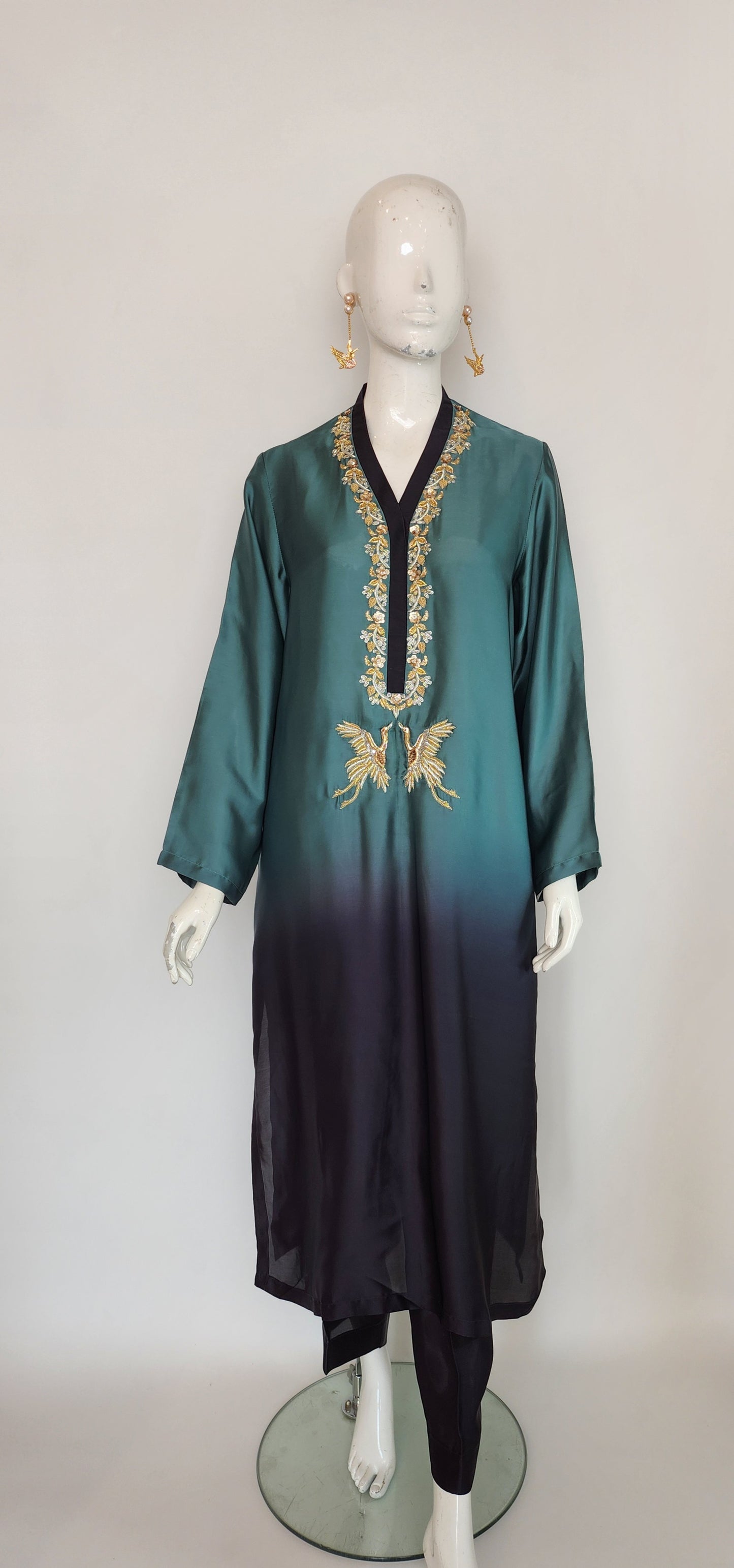 ASHJAIN SAFWAN -  Blue Green and Dark Navy Blue Shaded