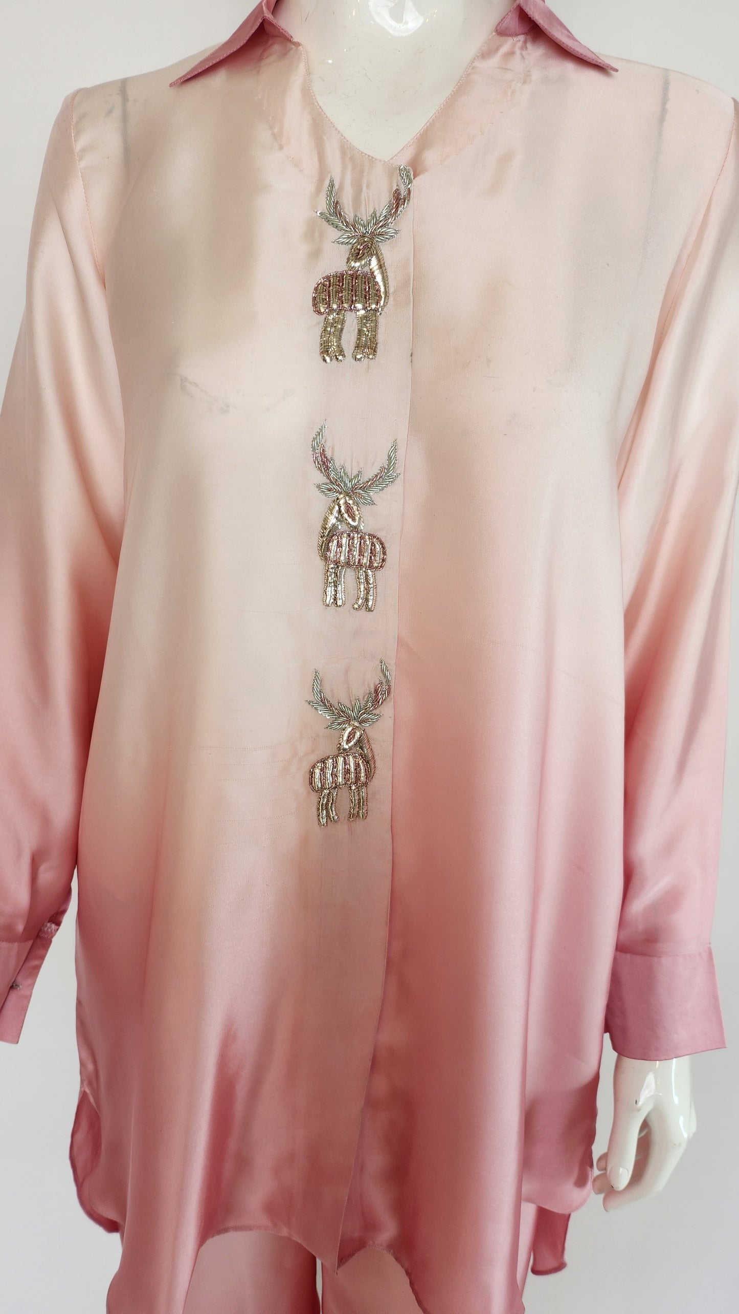 ASHJAIN SAFWAN  - Blush Pink Shaded Set with collar