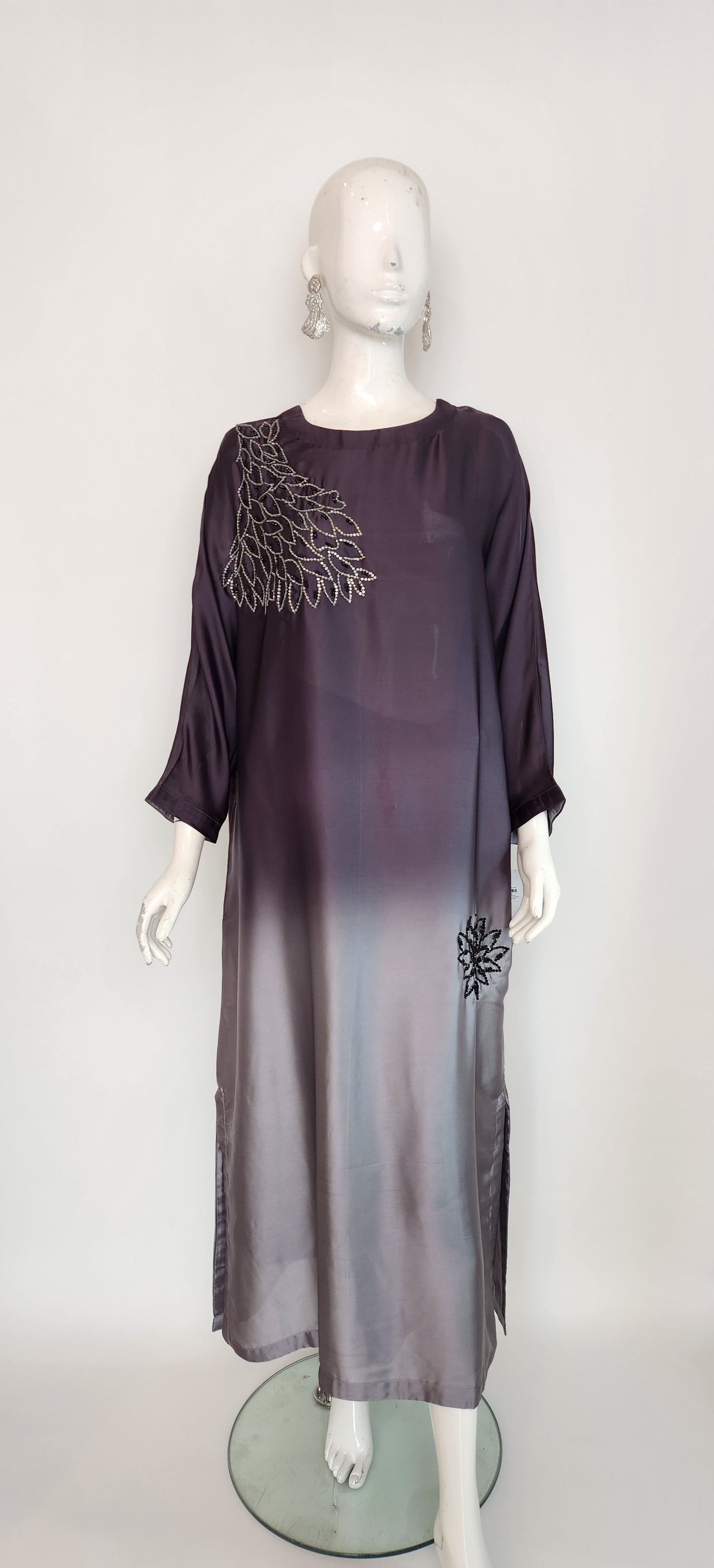 ASHJAIN SAFWAN -  Black and Gray Shaded Kaftan