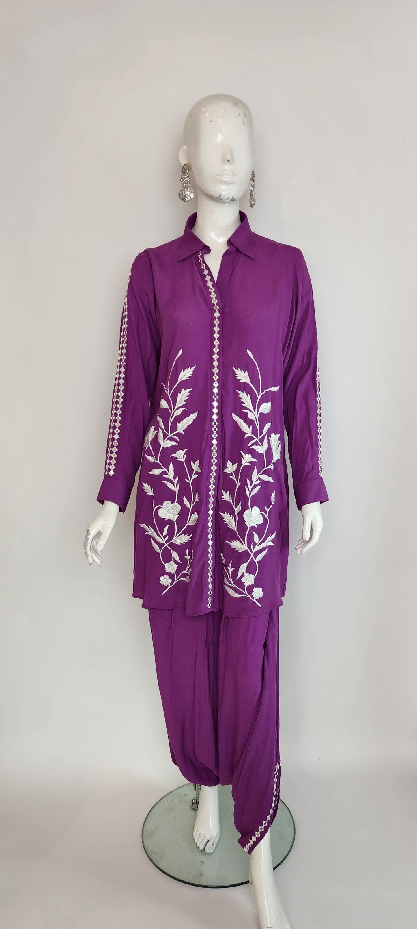 MARIA RAO - Purple with white Embroidery
